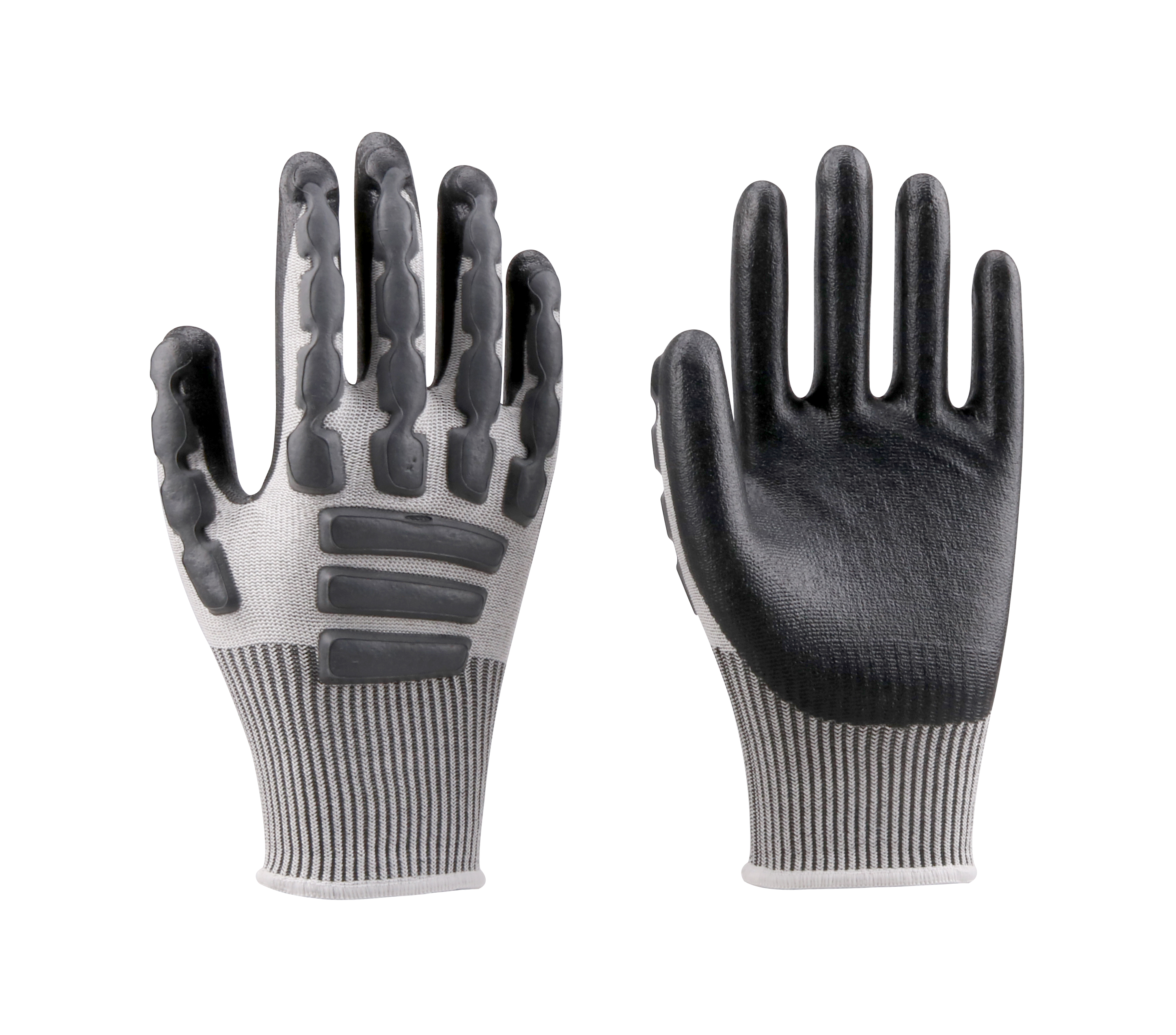 13G HPPE+Spandex+Nylon+Glass Fiber Liner Nitrile Foam+Latex Dots Coated Gloves, EN388 4X43CP, ANSI A3 